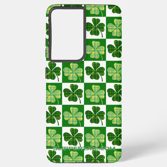 Coque Samsung Galaxy SlipperyJoe's Green four-leaf clovers Saint Patric (Verso)