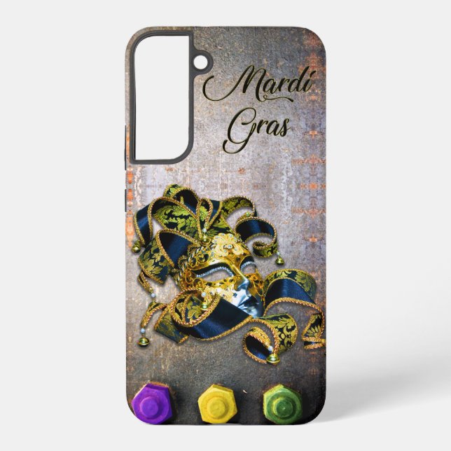 Coque Samsung Galaxy SlipperyJoe's Mardi Gras Masque violet or vert bl (Verso)