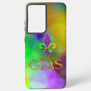 Coque Samsung Galaxy SlipperyJoe's Mardi Gras violet or vert fleur-d