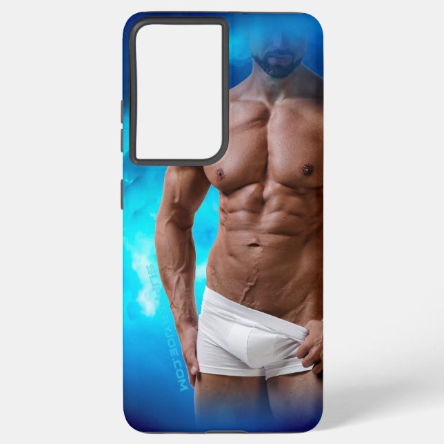 Coque Samsung Galaxy SlipperyJoe's musculaire barbu homme sous-vêtement (Verso)