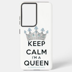 Coque Samsung Galaxy SlipperyJoe's reine restez calme couronne argentée