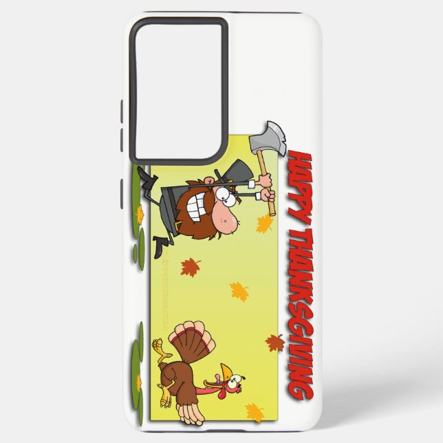 Coque Samsung Galaxy SlipperyJoe's Thanksgiving drôle pèlerin feuille r (Verso)