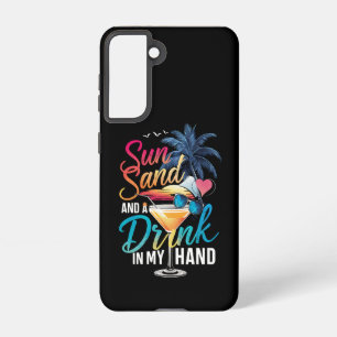 Coque Samsung Galaxy Soleil, sable et un verre à la main, croisière de 