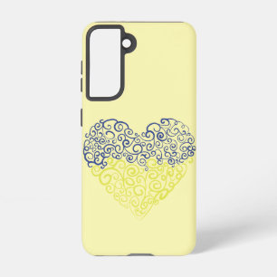 Coque Samsung Galaxy Spiral tourbillons mehandi coeur drapeau ukrainien