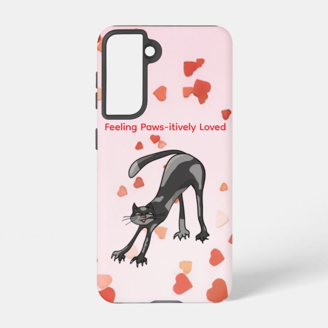 Coque Samsung Galaxy Stretching Cat Galaxy Case – Paws-itively Loved (Verso)