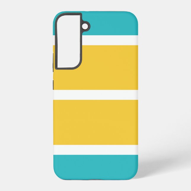 Coque Samsung Galaxy Stripes simples - Turquoise et jaune (Verso)