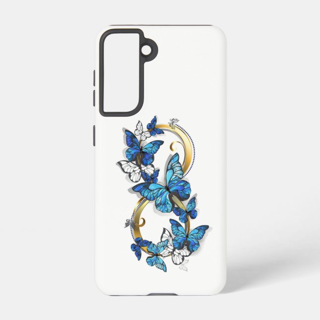 Coque Samsung Galaxy Symbol Infinity of Blue Morpho Butterflies (Verso)