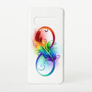 Coque Samsung Galaxy S10 Symbole d'infini avec plume arc-en-ciel