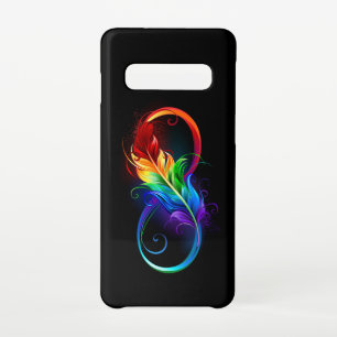 Coque Samsung Galaxy S10 Symbole d'infini avec plume arc-en-ciel
