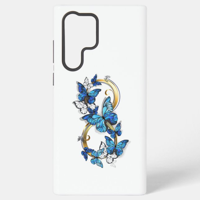 Coque Samsung Galaxy Symbole infini de papillons Morpho bleus (Verso)
