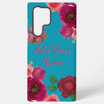 Teal Floral Nom Personnalisé