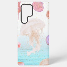 Téléphone esthétique Pastel Méduse et Coquillages