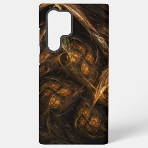 Coque Samsung Galaxy Terre Mère Art Abstrait Moderne Fractale Dorée