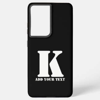 Coque Samsung Galaxy Texte moderne personnalisé noir monogramme personn