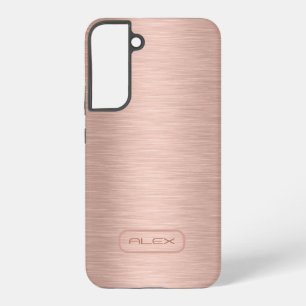 Coque Samsung Galaxy Texture or rose doré métallisé, monogramme personn