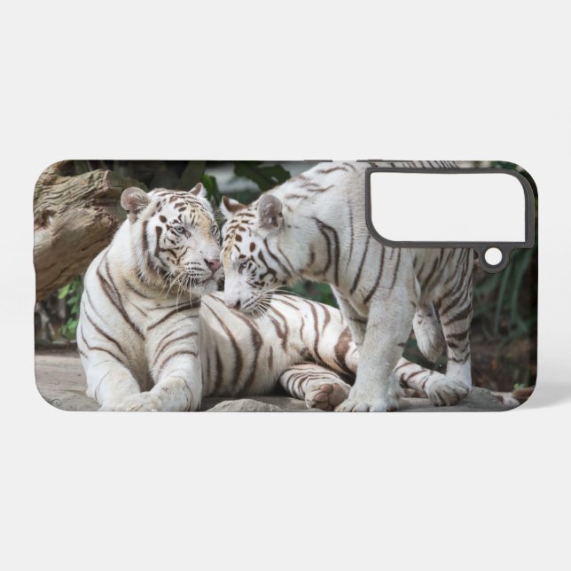 Coque Samsung Galaxy Tigers blancs Samsung Galaxy Coque (Verso Horizontal)