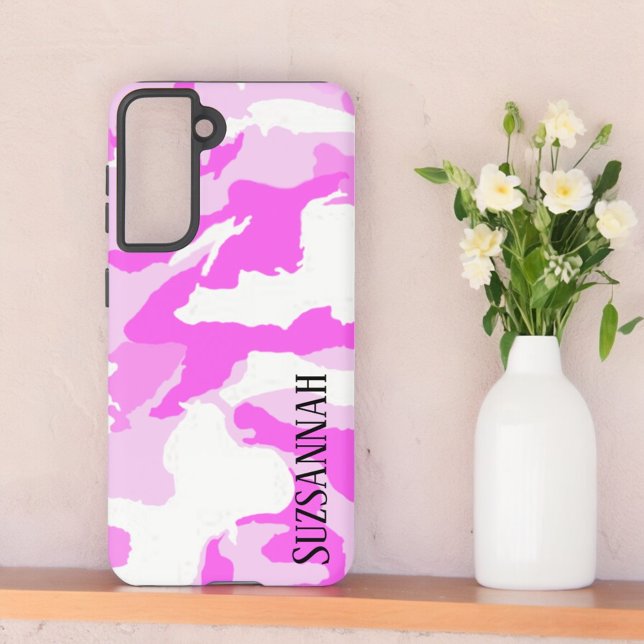 Coque Samsung Galaxy Tons de camouflage rose et blanc (Samsung back phone case with template text)