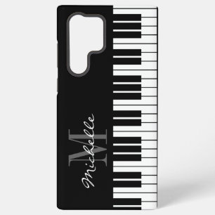 Coque Samsung Galaxy Touches de piano noir et blanc monogramme personna