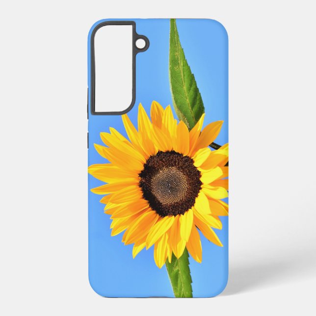 Coque Samsung Galaxy Tournesol Jaune Contre Soleil Sur Ciel Bleu (Verso)