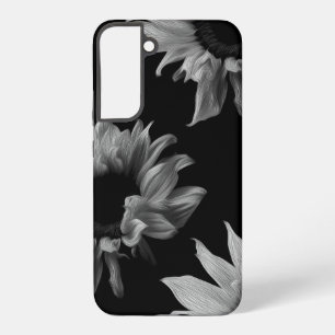 Coque Samsung Galaxy Tournesol Noir Blancs photo d'art unique