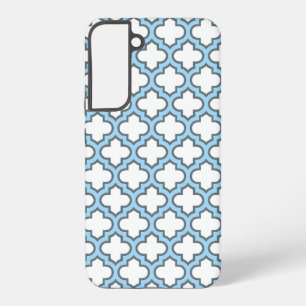 Coque Samsung Galaxy Trellis Blanc et Bleu Bébé, Treillis, Quatrefeuill