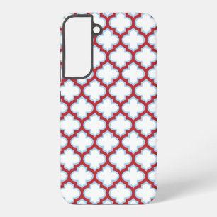 Coque Samsung Galaxy Trellis, Réseau, Quatrefeuille blanc et rouge