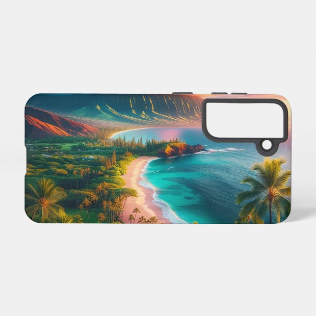 Coque Samsung Galaxy Tropical Maui Island paradise!  (Verso Horizontal)