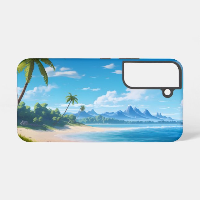 Coque Samsung Galaxy Tropical Ocean Island Sandy Beach Shore  (Verso Horizontal)