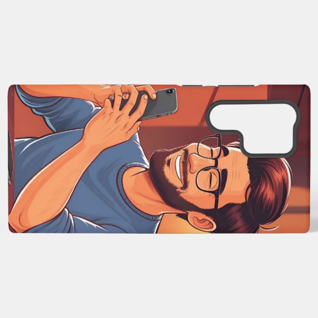 Coque Samsung Galaxy un homme qui a un téléphone dans sa couverture (Verso Horizontal)