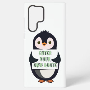Coque Samsung Galaxy Un pingouin tenant un panneau avec un texte person