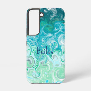 Coque Samsung Galaxy Vagues bleues et vertes personnalisées
