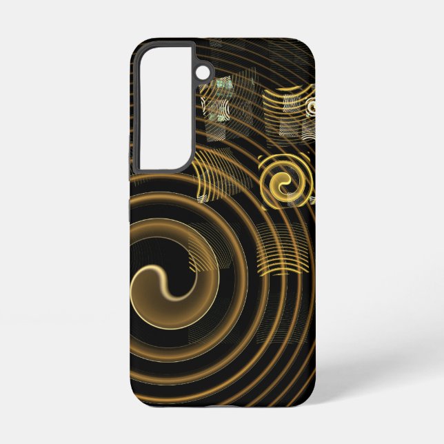 Coque Samsung Galaxy Vagues dorées hypnotiques Art abstrait moderne (Verso)
