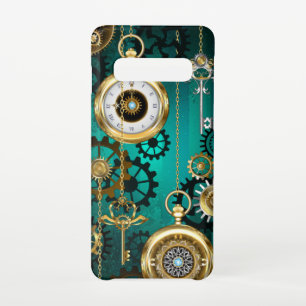 Coque Samsung Galaxy S10 Veille bijoux Steampunk sur un Arrière - plan vert