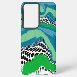 Coque Samsung Galaxy Vert, bleu et noir Abstrait