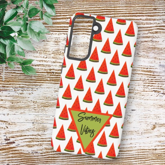 Coque Samsung Galaxy Vibes d'été Fun Watermelon Slices Motif (phone case back with template text)