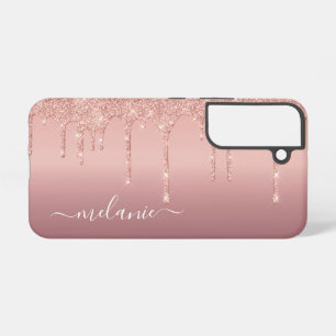 Coque Samsung Galaxy Votre nom Rose personnalisé Parties scintillant Go
