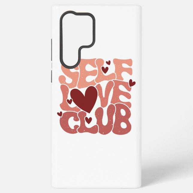 Coque Samsung Galaxy Wavy 70s Font "Self Love Club" Hearts (Verso)