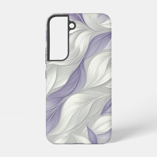 Coque Samsung Galaxy White Purple Leaf Elegant Pattern (Verso)