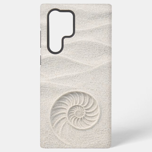Coque Samsung Galaxy White Shimmer Sand Nautilus Shell Coastal (Verso)