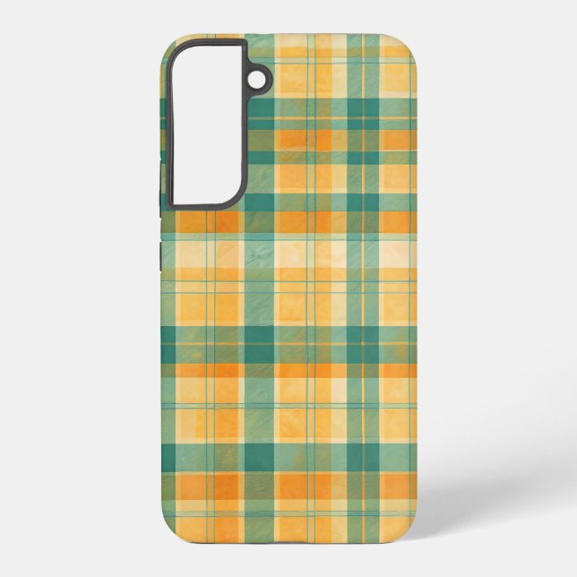 Coque Samsung Galaxy Yellow and Green Tartan Plaid Pattern (Verso)