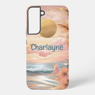 Coque Samsung Galaxy Your Name on a Golden Sun Beach Sunrise