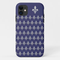 Coque Silver Fleur de lys Royal Blue iPhone 5