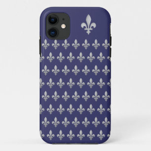 Coque Silver Fleur de lys Royal Blue iPhone 5