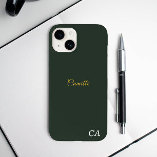 Coque téléphone élégante or et vert forêt
