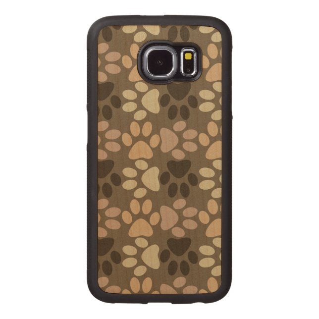 Coque Téléphonique En Bois Conception Empreinte de patte (Dos)