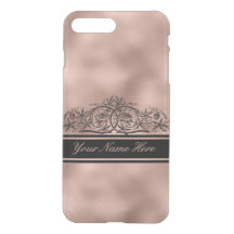 Cadre Floral Noir sur Gradient Métal Or Rose