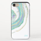 Turquoise et Gold Agate Motif avec Monogramme