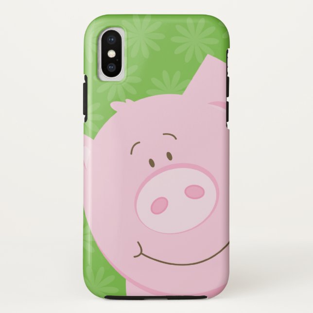 Coque vert pour iPhone portable de cochon rose Arr (Dos)