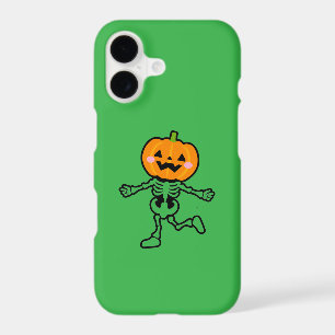 Coque verte iPhone 17 – Squelette Halloween Mignon