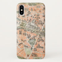 Coque Vintage de l'iPhone X sur la carte de Paris